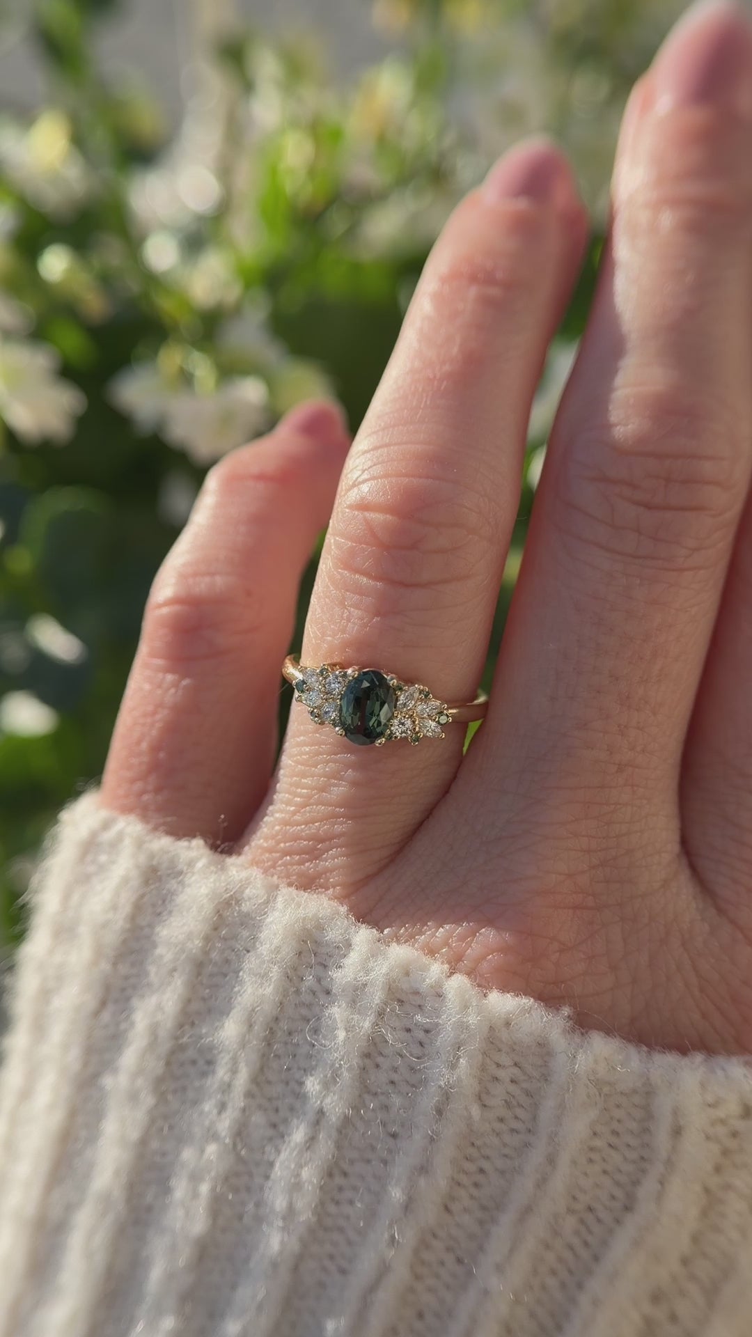 The Rosalie Ring | 0.82 CT Oval Green Sapphire