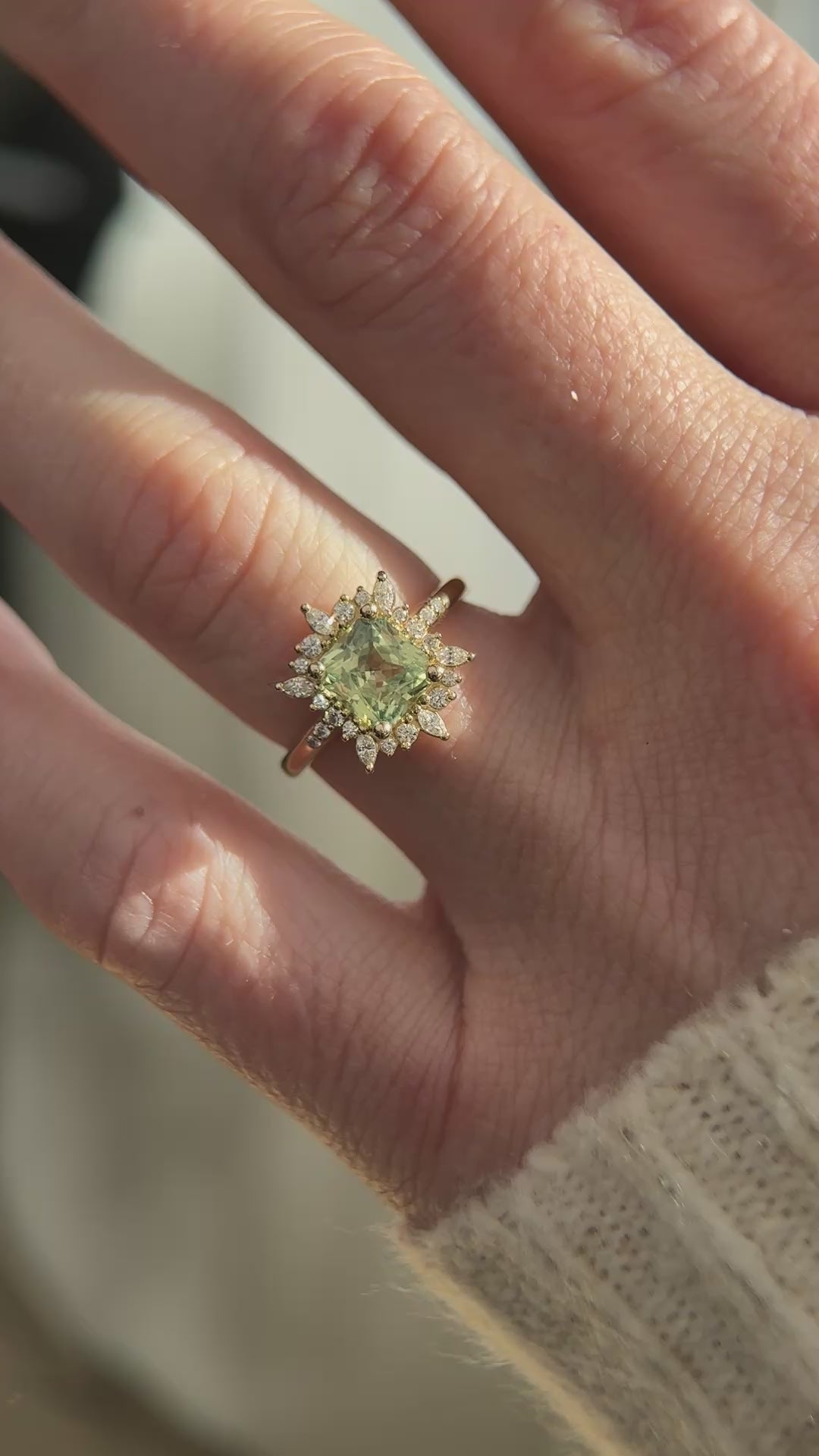 The Fern Ring | 1.53 CT Radiant Green Sapphire