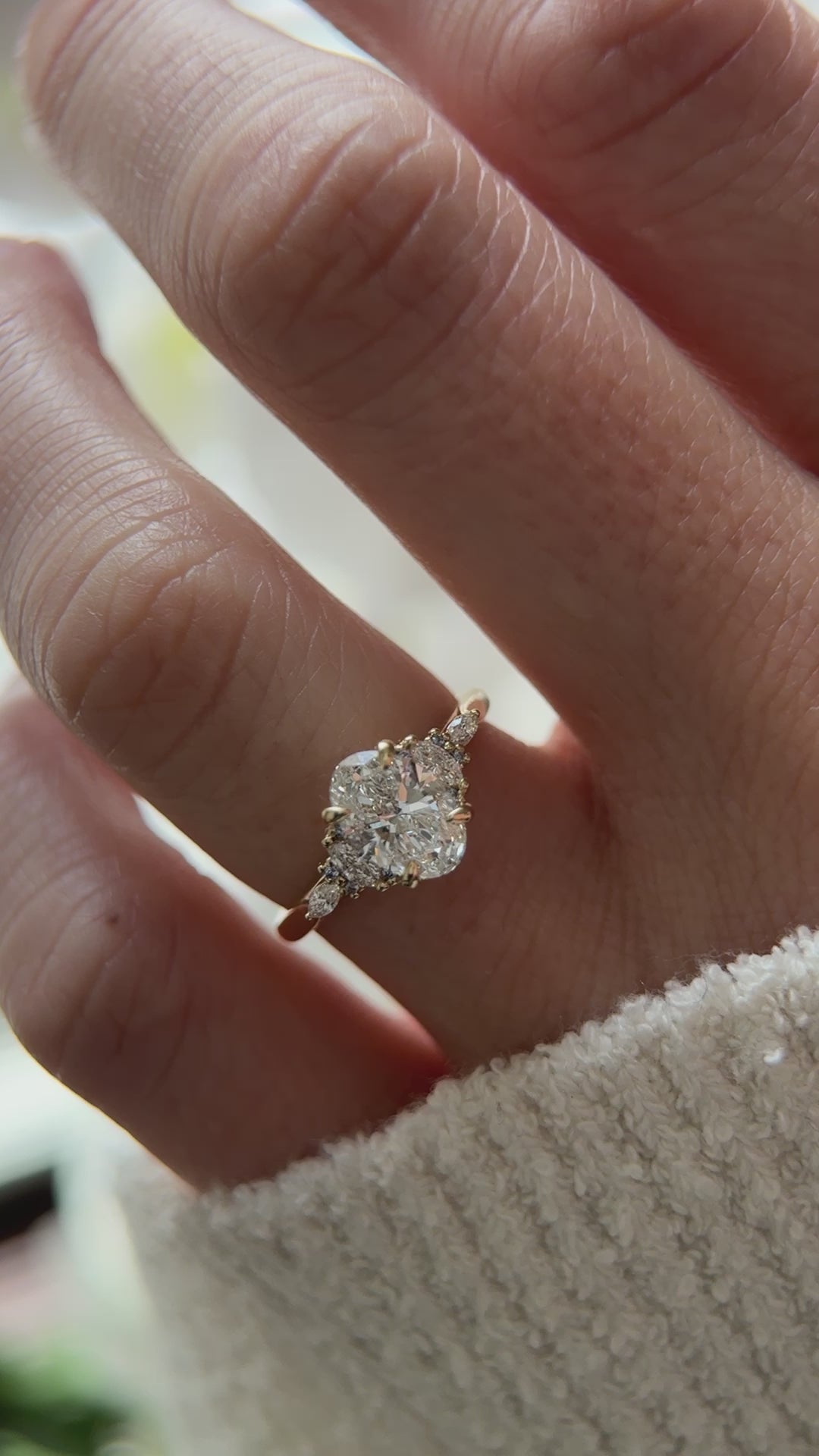 The Maeve Ring - 1.24 CT Oval Lab Diamond + Pastel Blue Sapphire