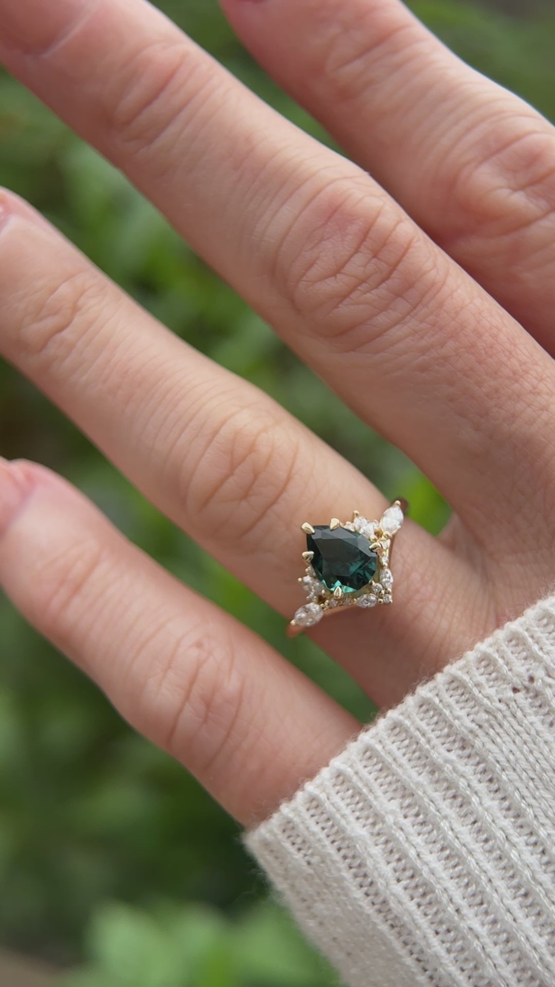 The Aurora Ring | 1.31 CT Pear Cut Indicolite Tourmaline