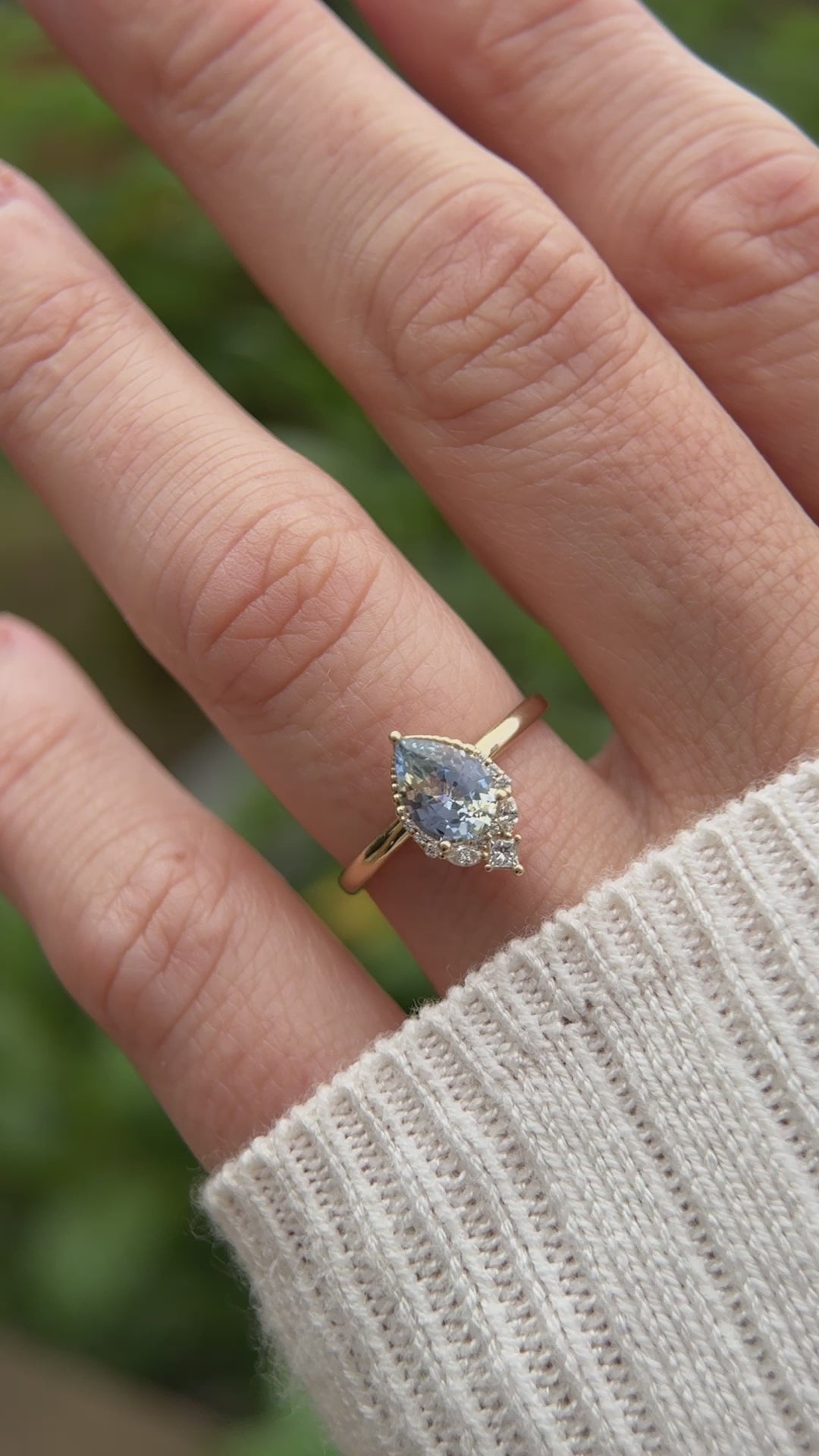 The Charlotte Ring | 1.07 CT Pear Light Blue Sapphire
