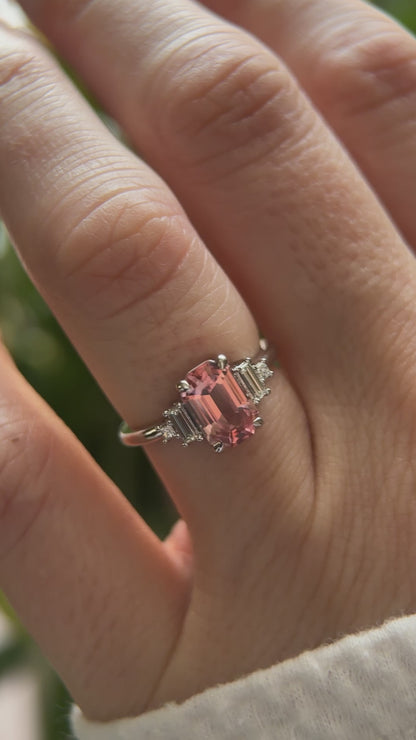 The Mira Ring | 1.62 CT Emerald Cut Pink Tourmaline