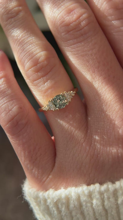 The Maeve Ring | 0.88 CT Round Teal Green Montana Sapphire