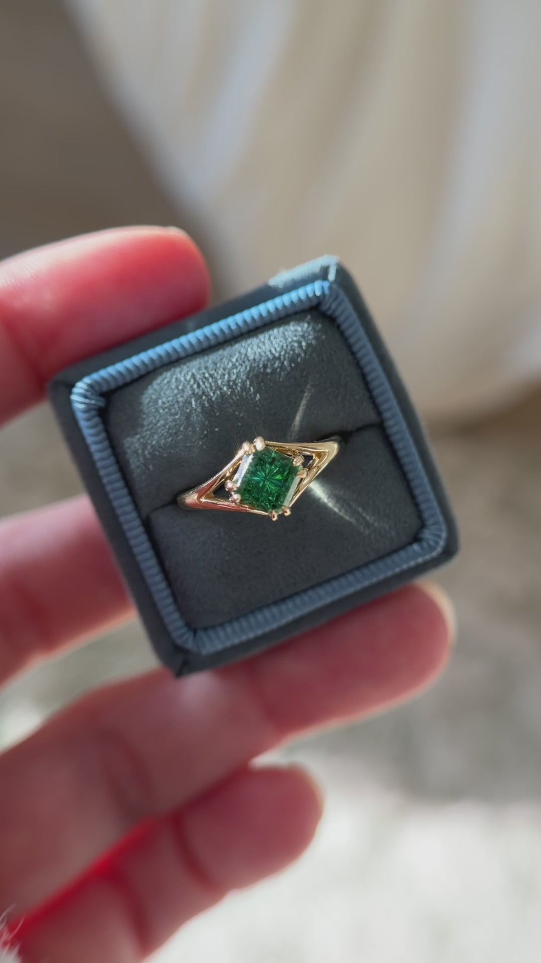 The Willow Ring | 1.56 CT Square Starbrite™ Green Tourmaline