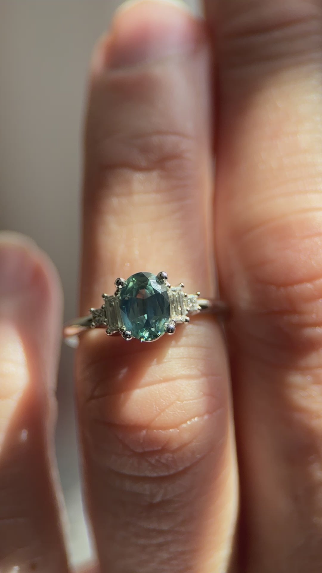 The Mira Ring | 1.2 CT Oval Teal Blue Sapphire