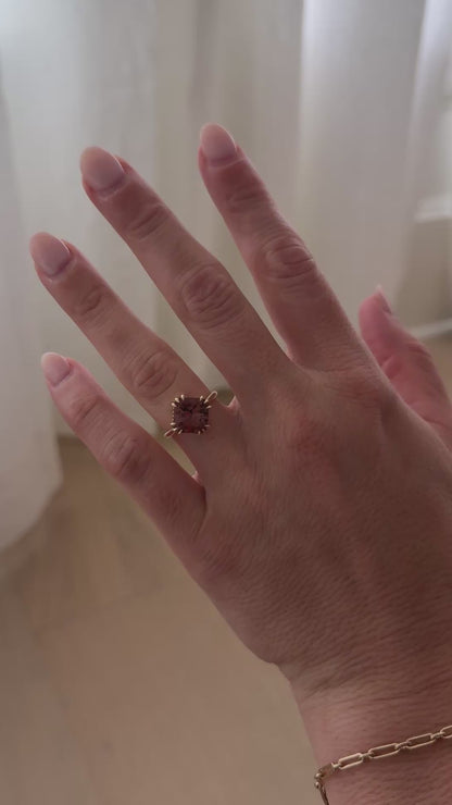 The Thalassa Ring | 4.5 CT Radiant Rosewood Tourmaline