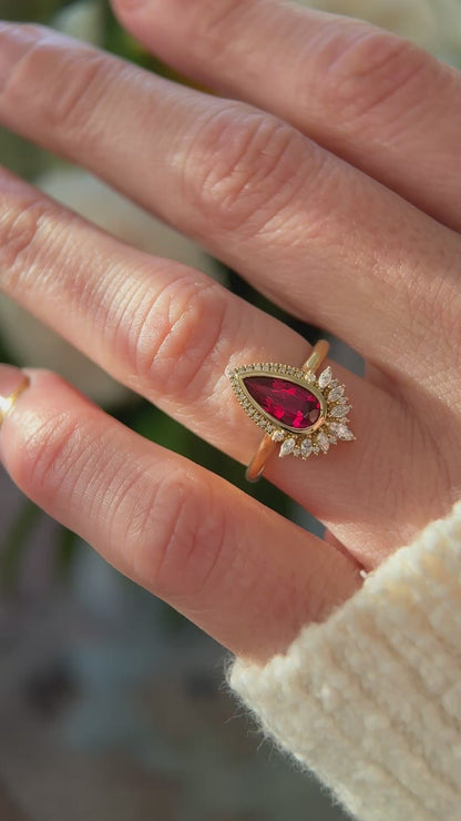 The Penelope Ring | 1.19 CT Pear Red Spinel