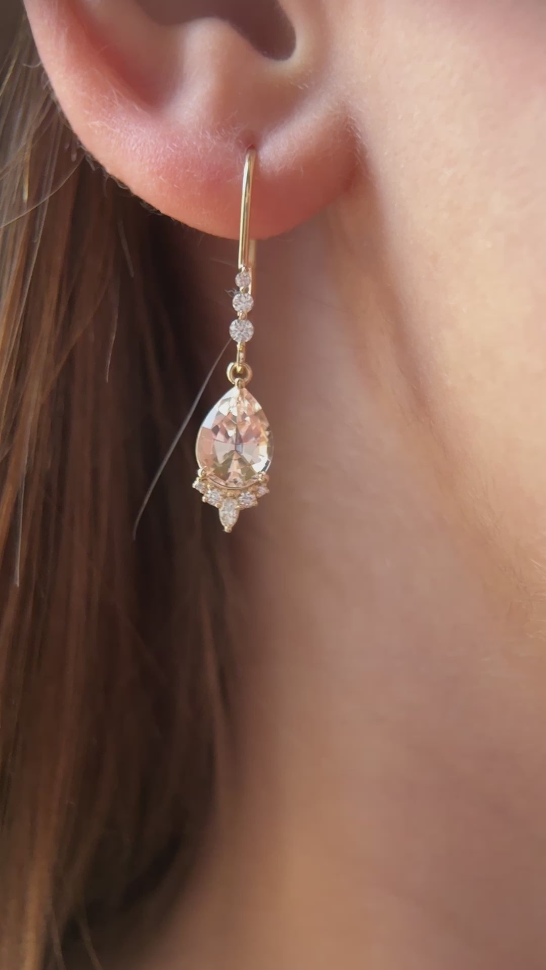 The Calliope Dangle Earrings - Pear Morganite