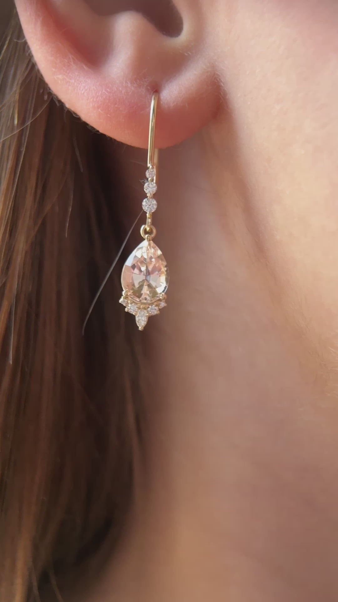 The Calliope Dangle Earrings | Pear Morganite