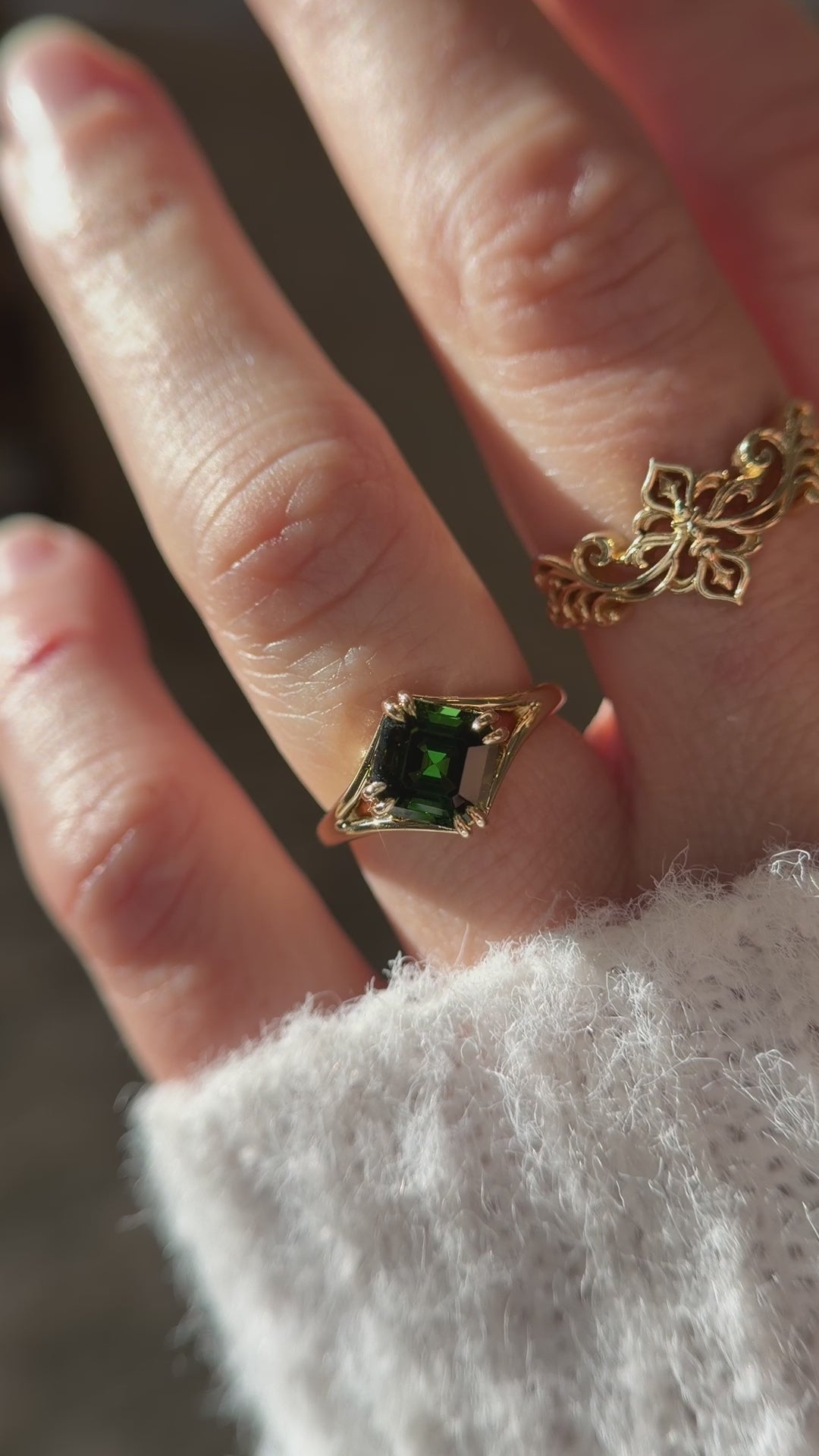 The Willow Ring | 1.96 CT Asscher Deep Green Tourmaline