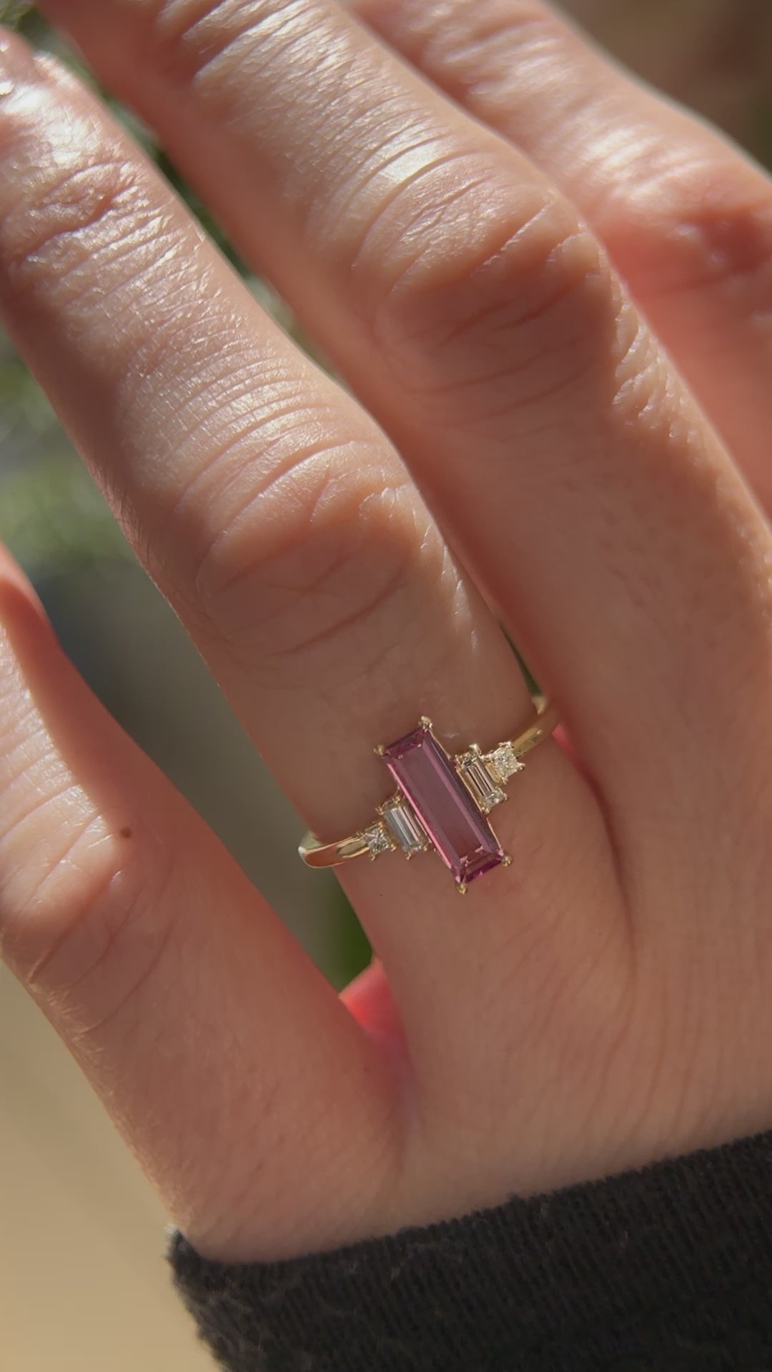 The Mira 0.74 CT Pink Baguette Sapphire Ring