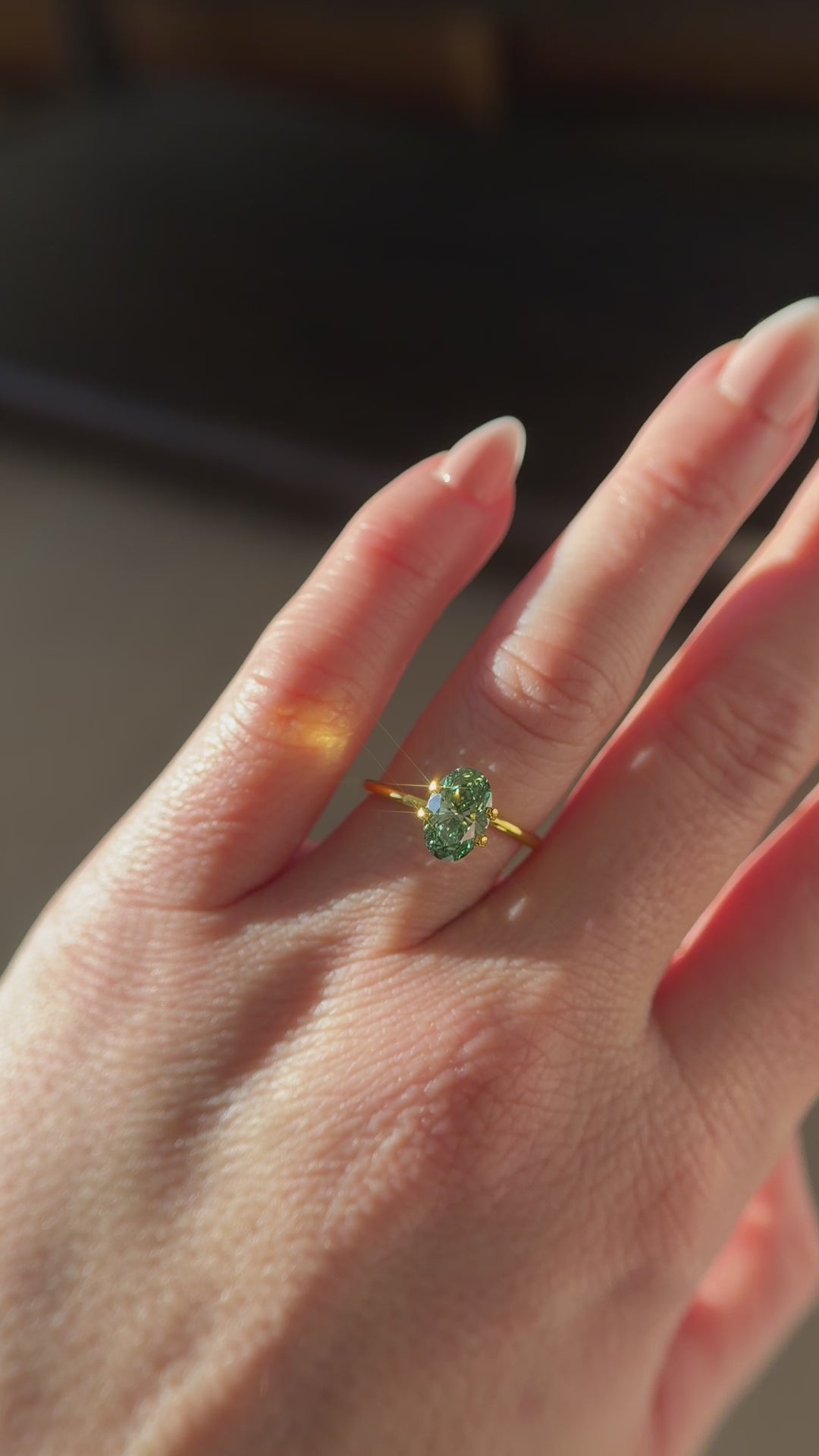 1.62 CT Lab Created Oval Cut Green Diamond