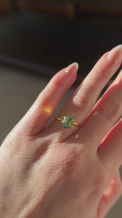 1.62 CT Lab Created Oval Cut Green Diamond