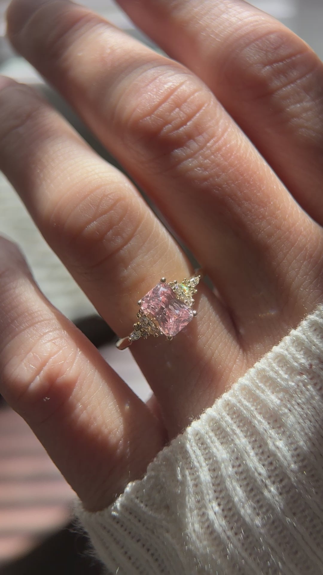 The Maeve Ring | 2.2 CT Radiant Padparadscha Sapphire