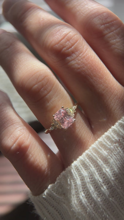 The Maeve Ring | 2.2 CT Radiant Padparadscha Sapphire