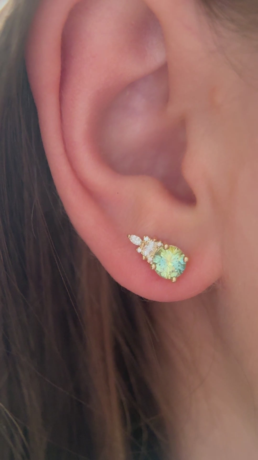 The Maeve Stud Earrings | Parti Green/Blue Round Sapphire