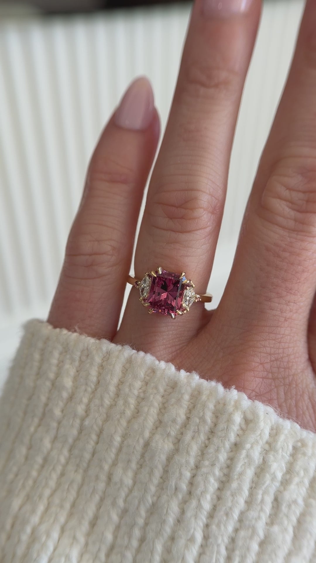 The Low Maren Ring | 3.15 CT Radiant Pink Garnet + Pink Tourmaline