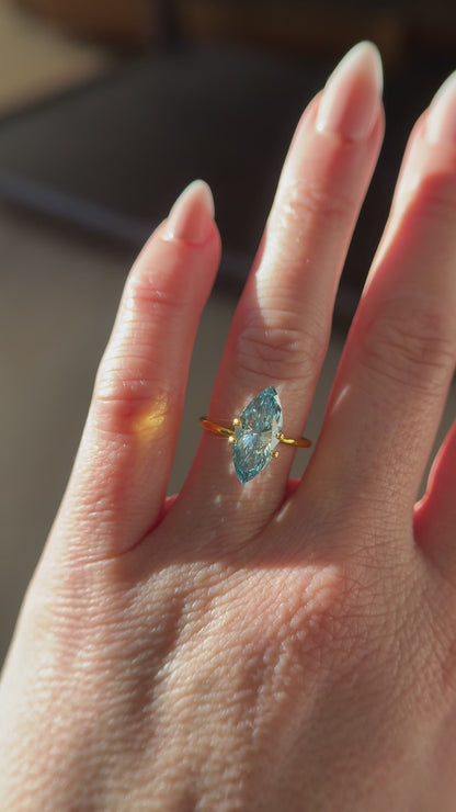 3.15 CT Lab Created Marquise Cut Blue Diamond