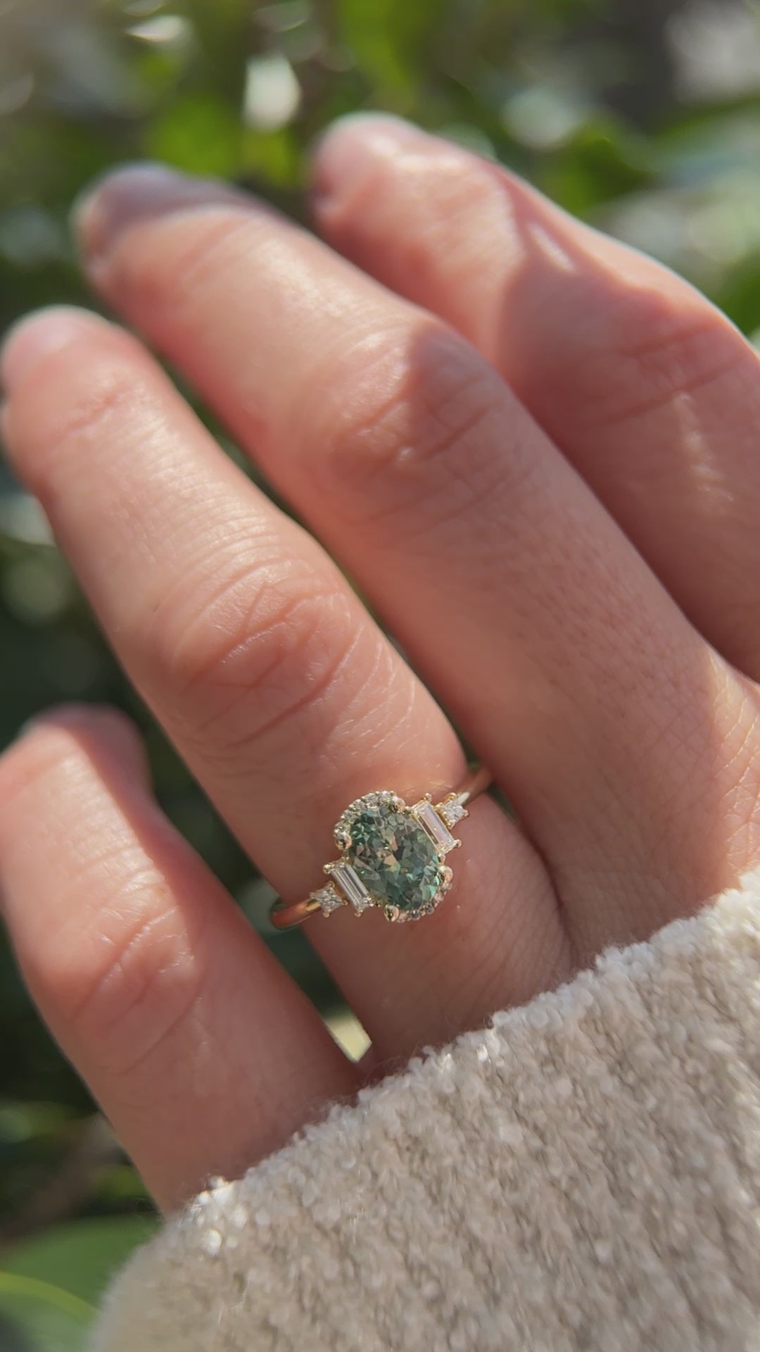 The Sura Ring - 1.1 CT Oval Teal Montana Sapphire