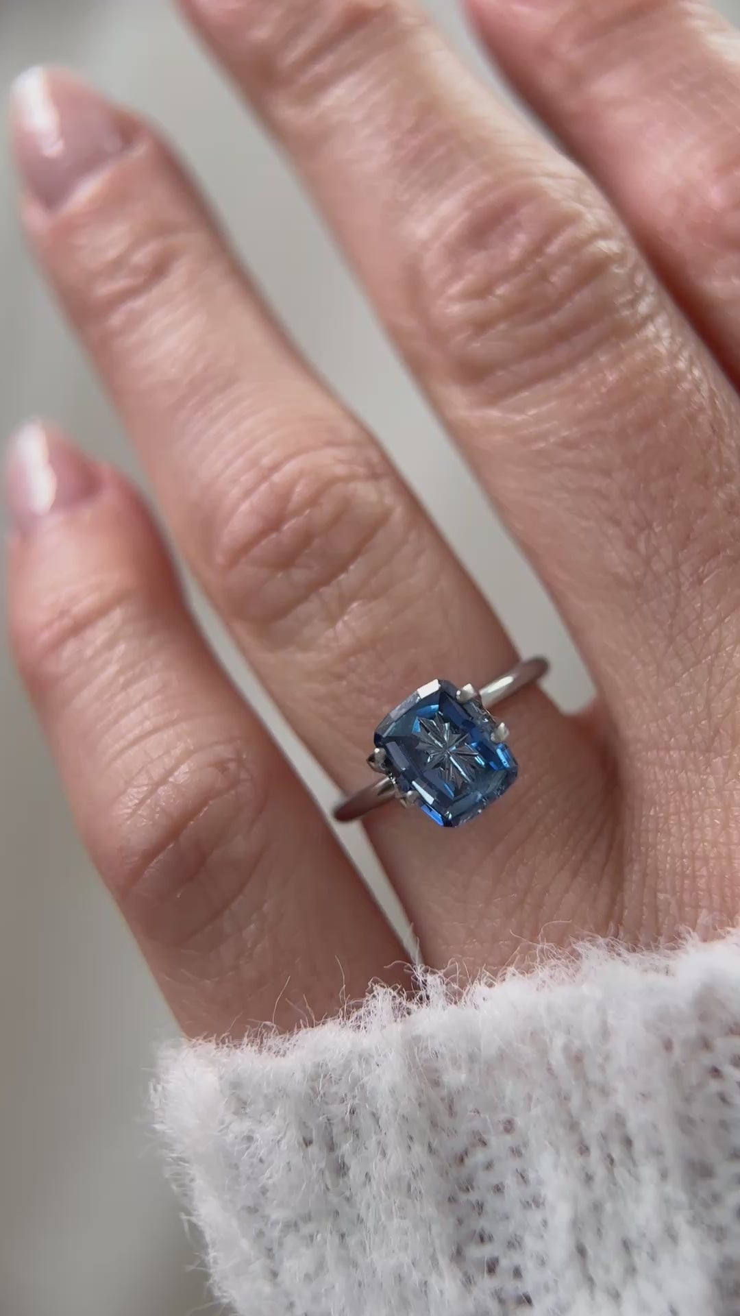 2.78 CT Cushion Starbrite™ Cut Blue Sapphire