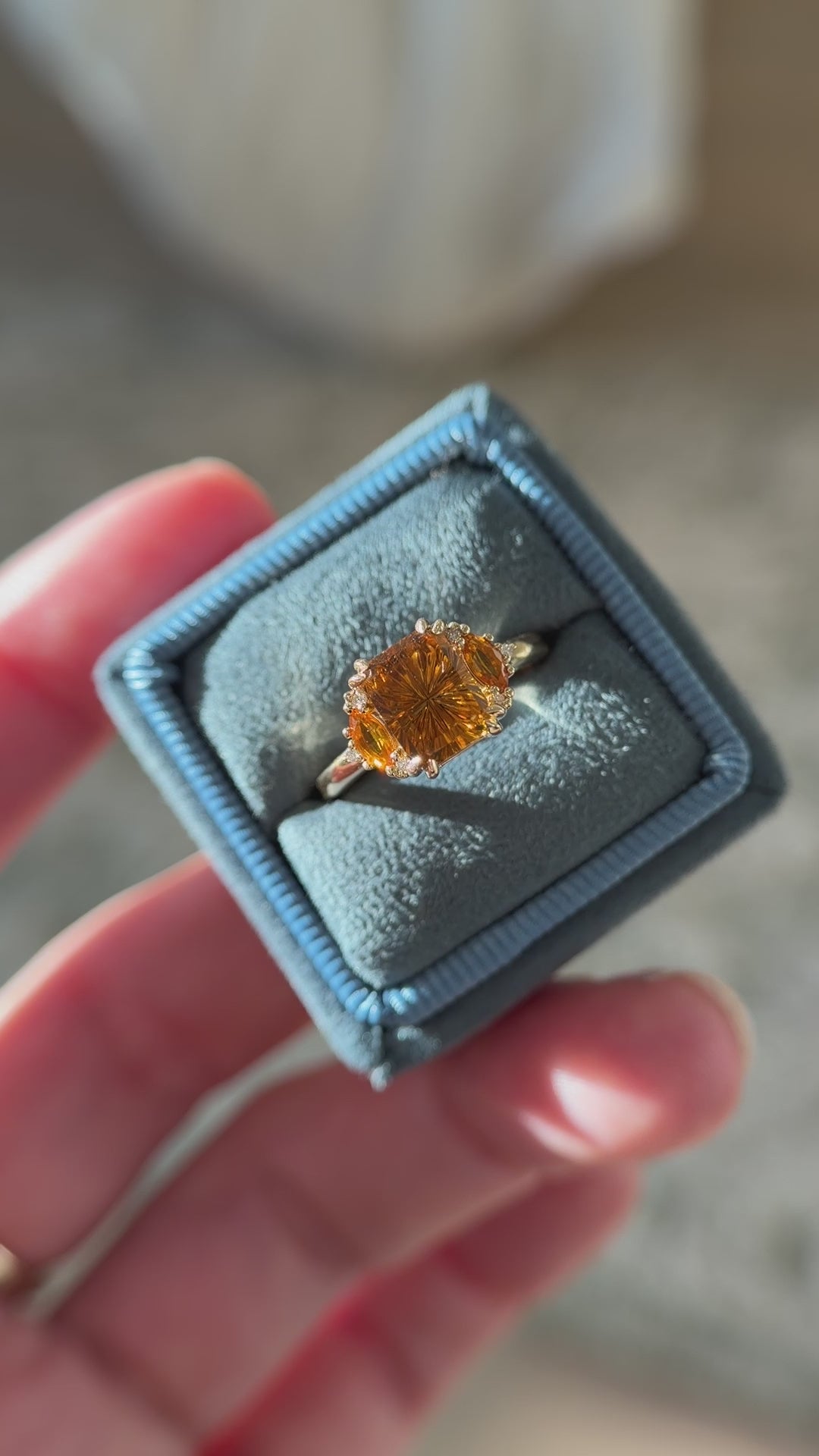 The Low Maren Ring | 2.31 CT Rectangular Starbrite™ Orange Tourmaline + Orange Sapphire