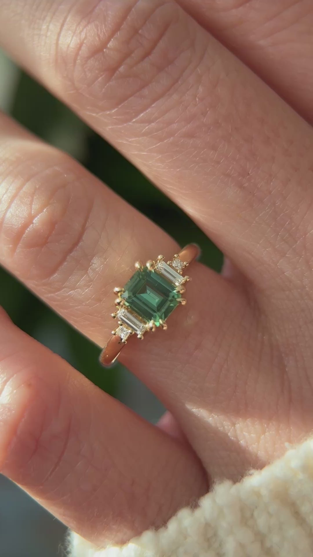 The Mira Ring | 1.18 CT Emerald Cut Lagoon Tourmaline