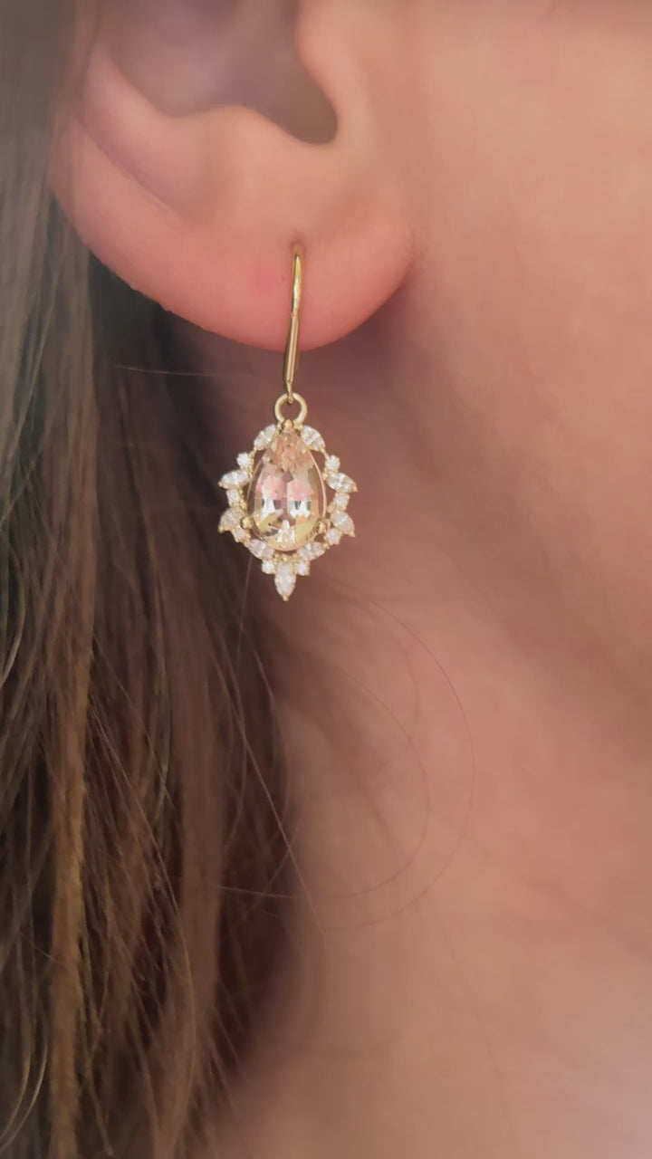 The Laurel Dangle Earrings - Pear Morganite