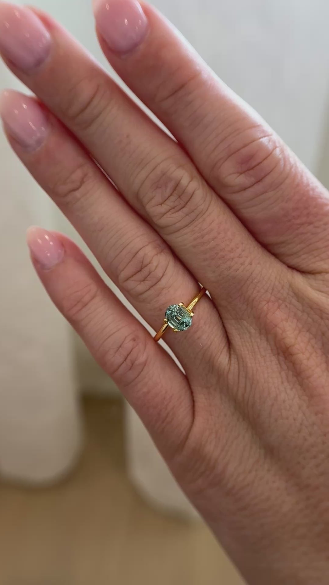 1.36 CT Oval Cut Light Teal Green Sapphire