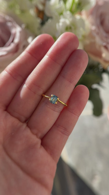 1 CT Emerald Cut Blue Montana Sapphire