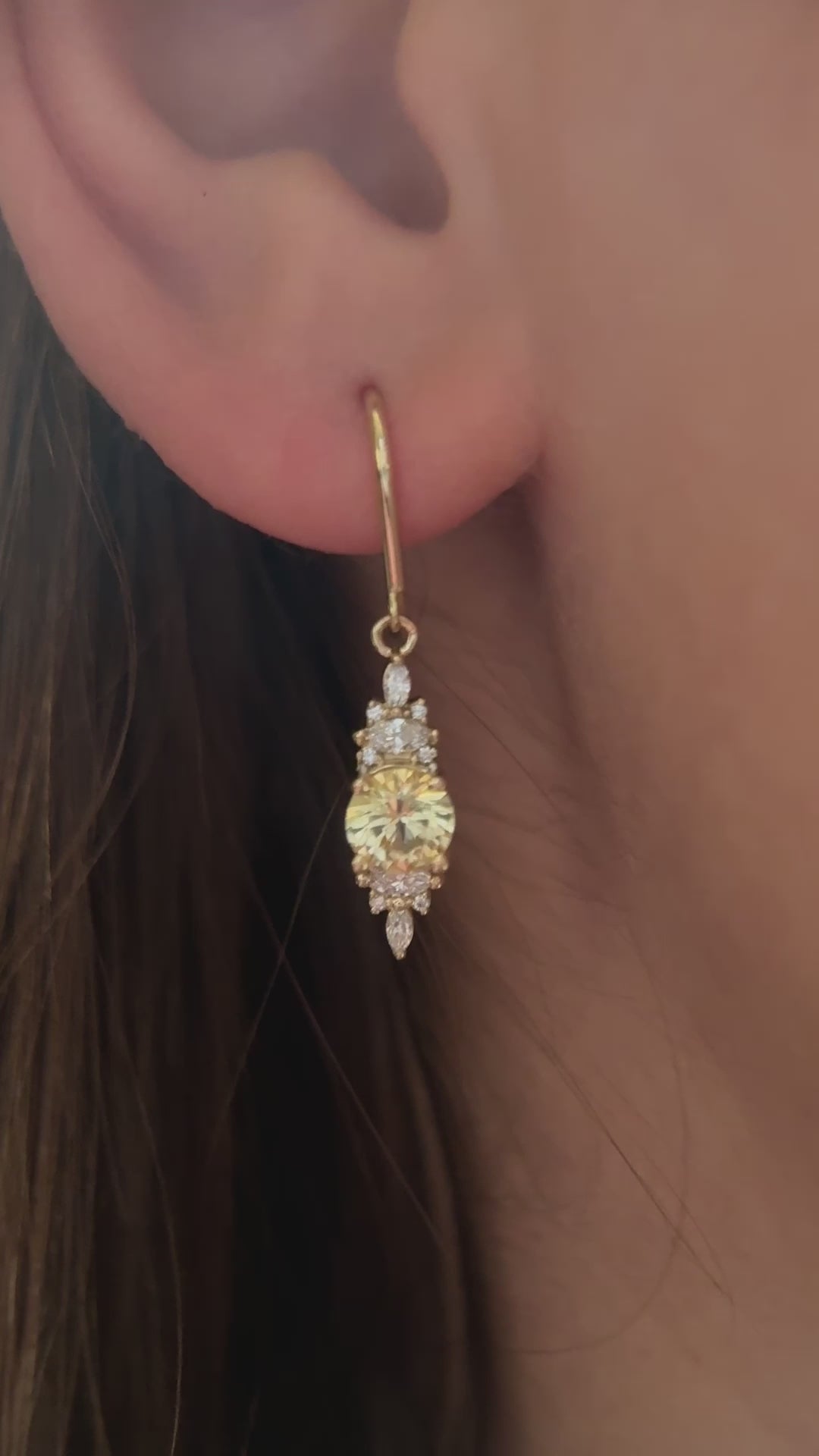 The Maeve Dangle Earrings | Round Yellow Sapphire