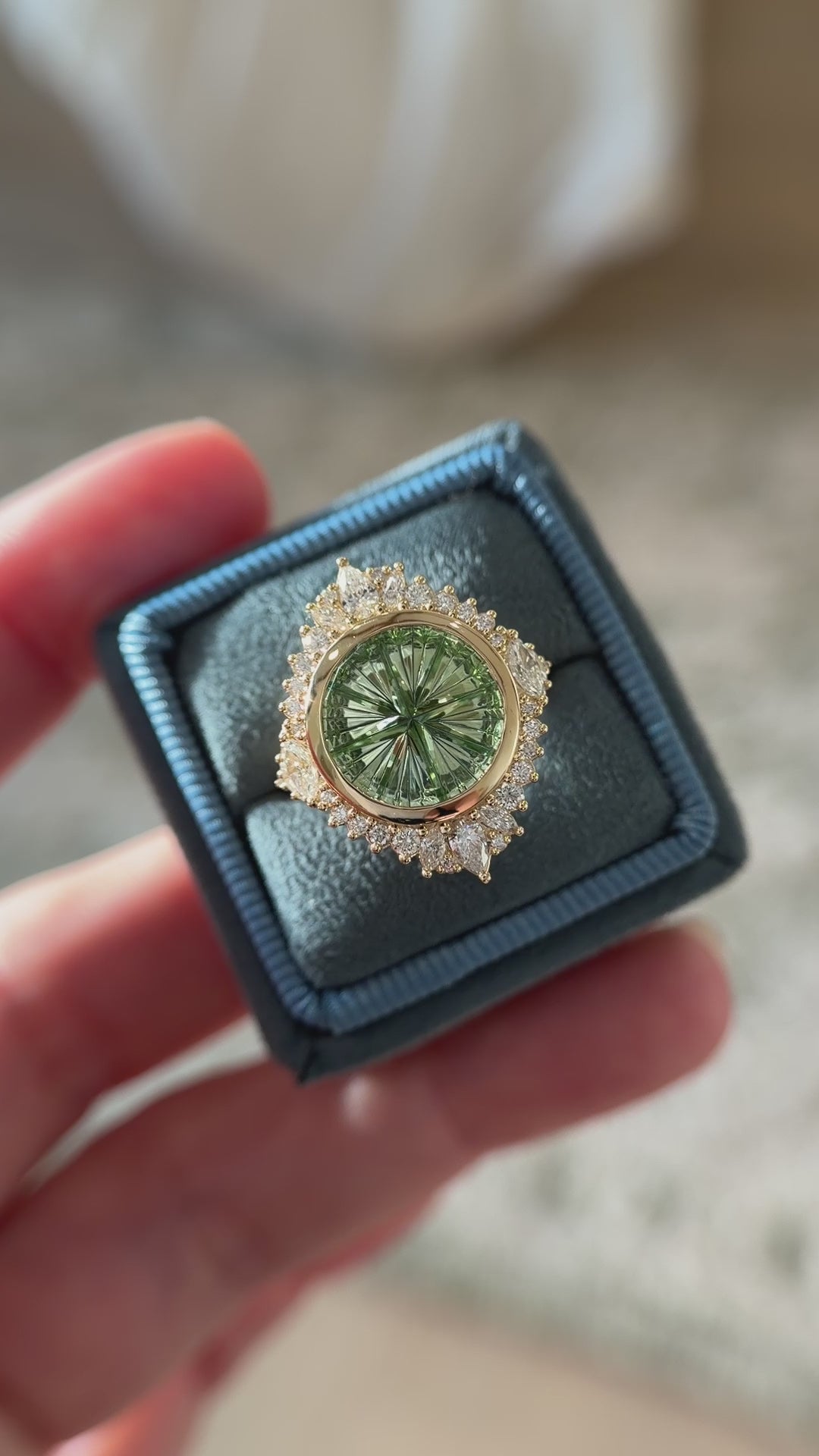 The Ethereal Ring | 4.51 CT Round Starbrite™ Green Tourmaline