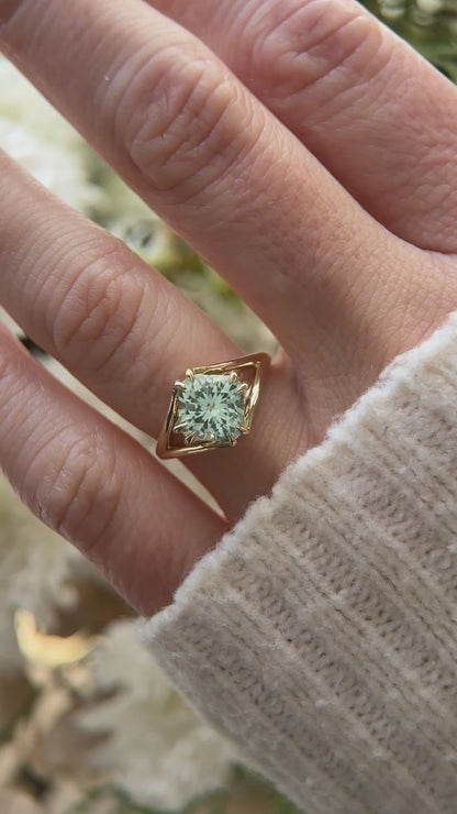 The Weaver Ring | 2.7 CT Square Radiant Mint Green Tourmaline