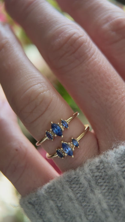 The Mini Triple Sapphire Ring - Royal Blue Sapphire