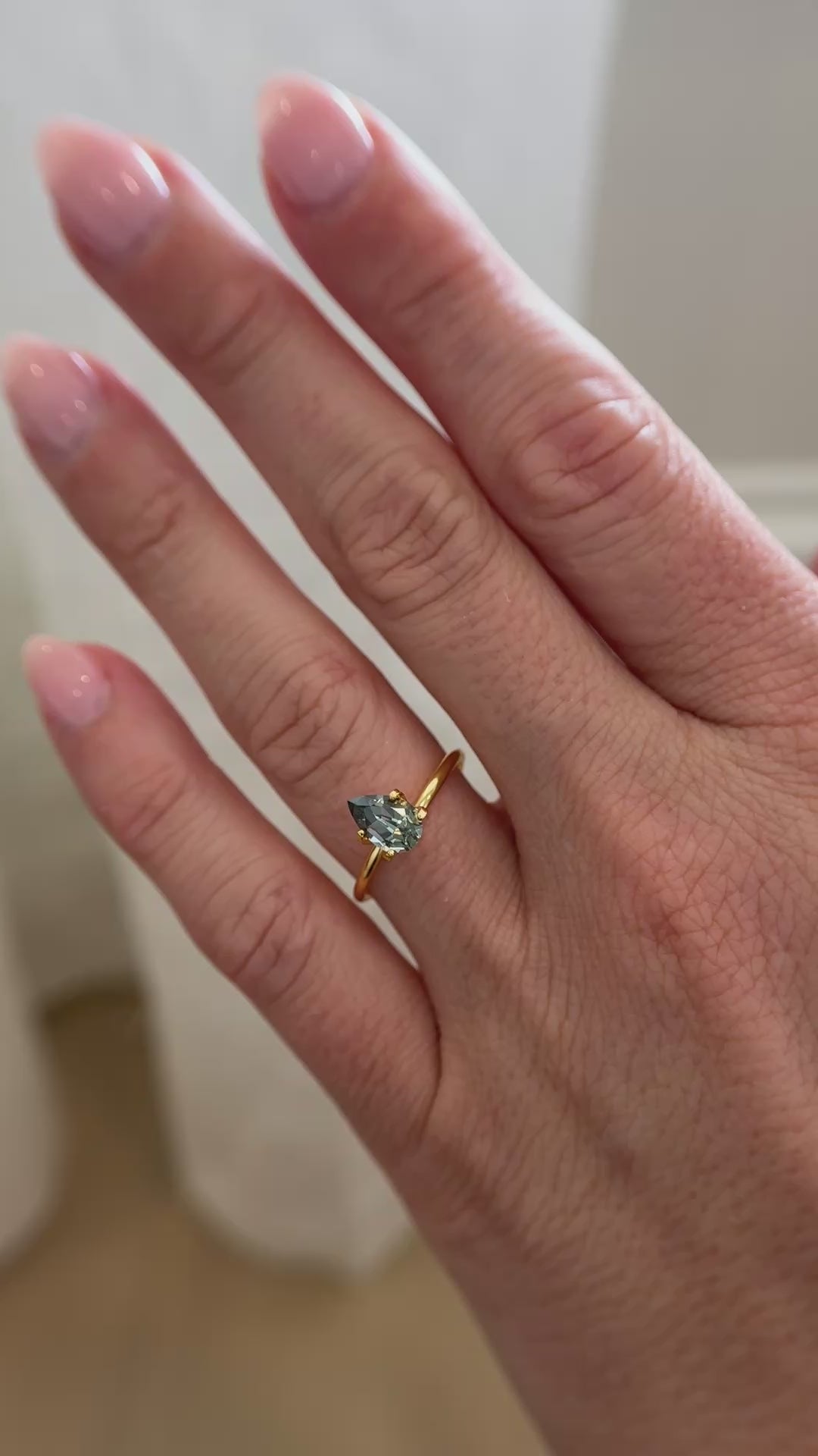 1.23 CT Pear Cut Teal/Green Sapphire