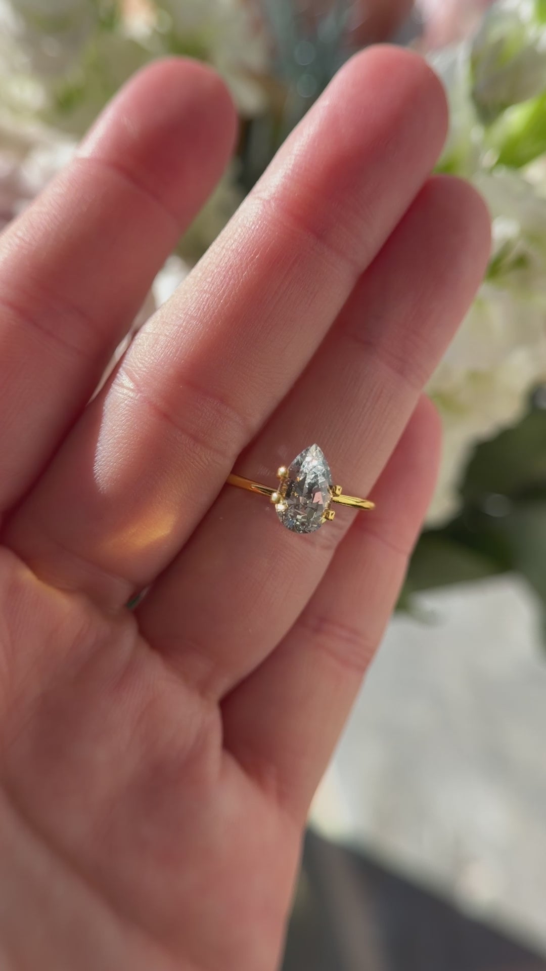 2.42 CT Pear Light Olive Green Sapphire