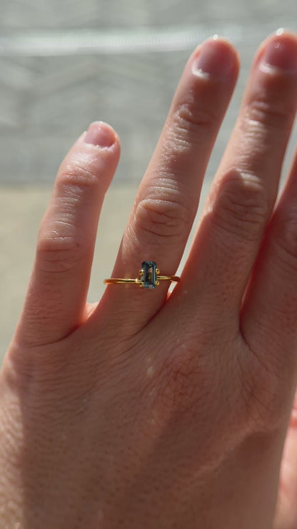0.78 CT Emerald Cut Teal Sapphire
