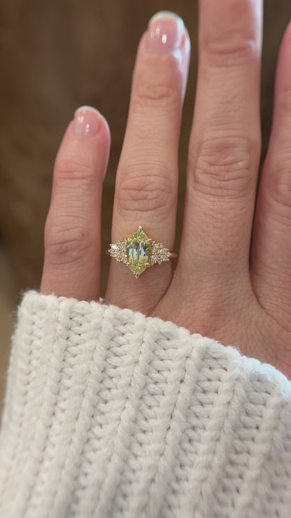 The Rosalie Ring | 2.89 CT Marquise Yellow Chrysoberyl