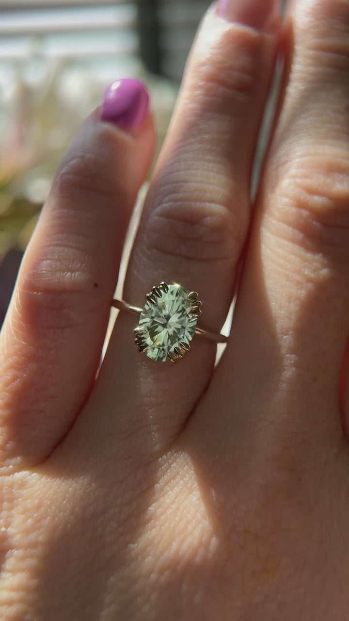 The Thalassa 3.7 CT Oval Mint Green Tourmaline Ring
