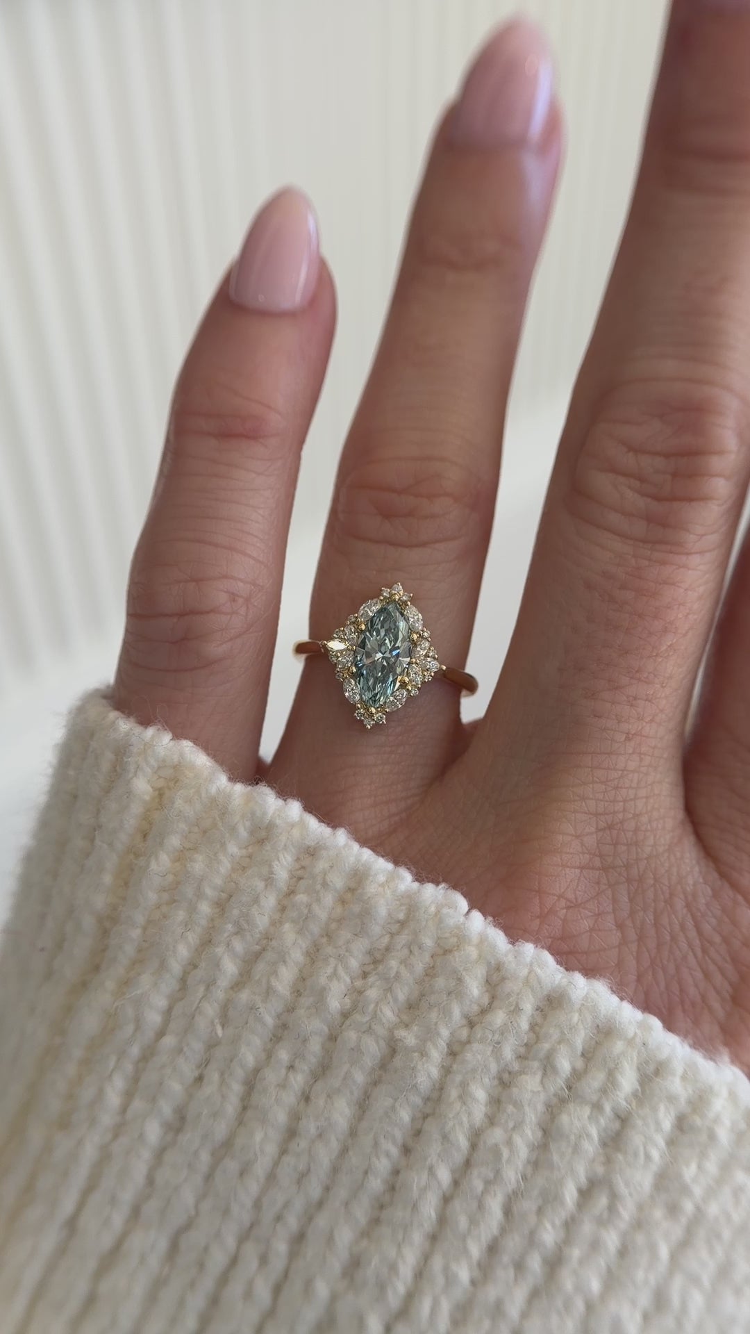 The Noemi Ring | 1.13 CT Marquise Blue Diamond