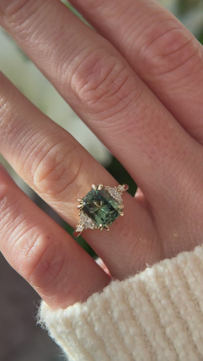 The Maeve Ring | 4.7 CT Radiant Green Sapphire