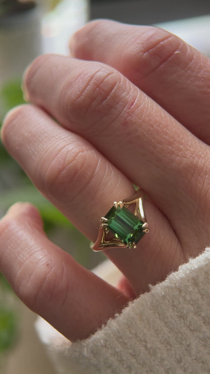 The Weaver Ring - 2.6 CT Emerald Cut Green Tourmaline