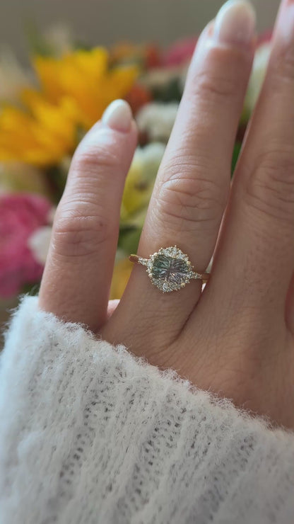 The Comtesse Ring | 1.56 CT Rectangular Starbrite Watermelon Tourmaline