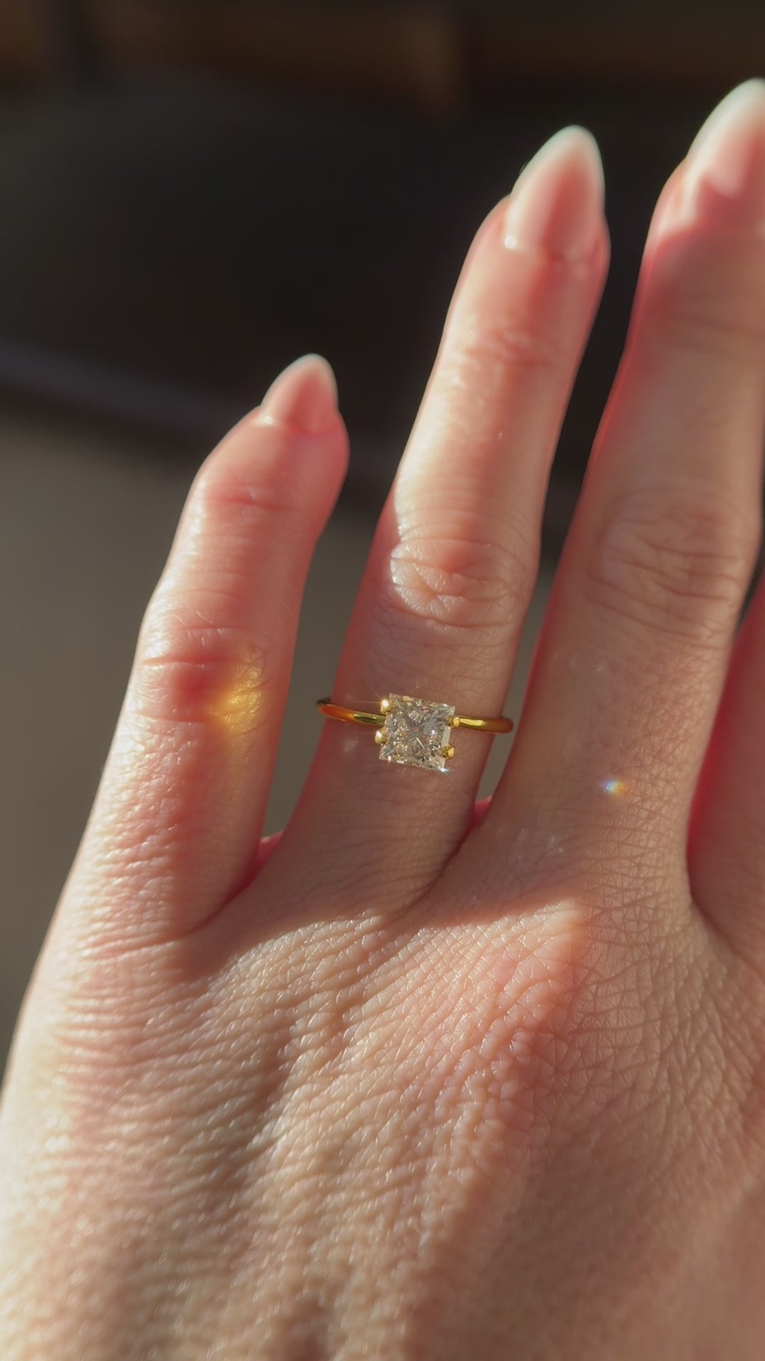 1.62 CT Natural Princess Cut Champagne Diamond