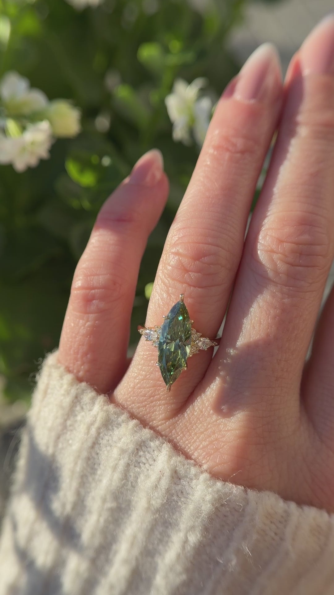 The Ascendant Ring | 3.3 CT Marquise Green Diamond