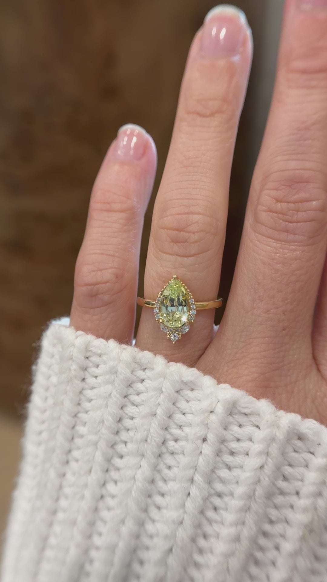 The Charlotte Ring | 2.56 CT Pear Yellow Chrysoberyl