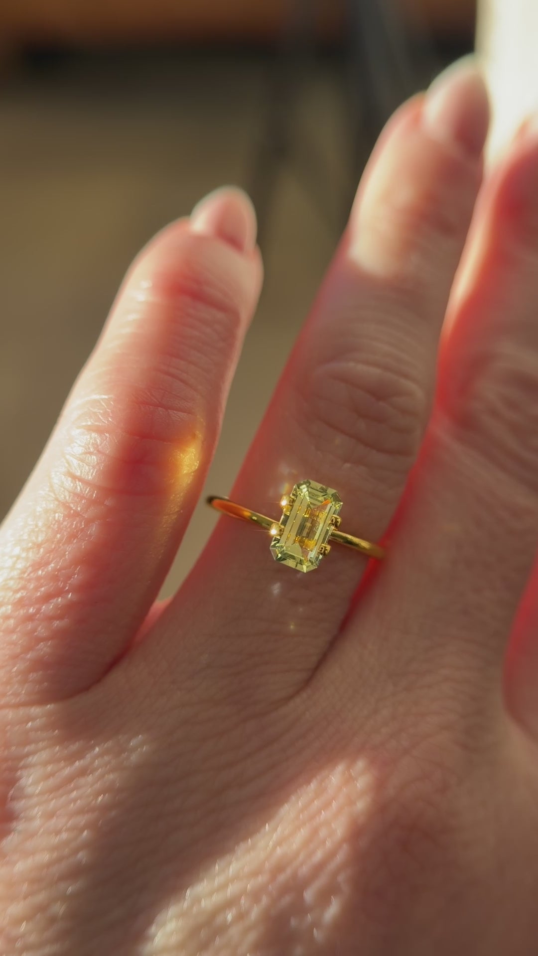 1.34 CT Emerald Cut Light Yellow Green Sapphire