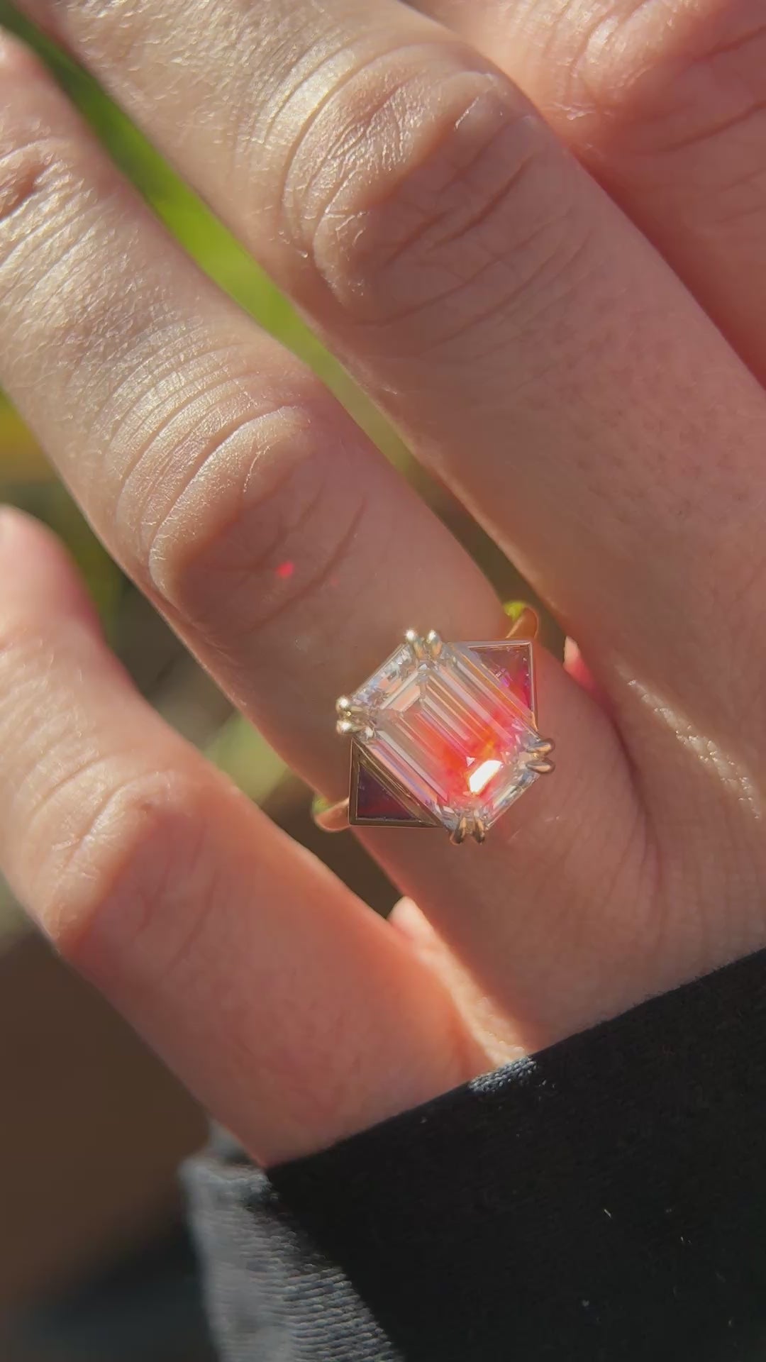 The Zelda Ring | 4.1 CT Emerald Cut Diamond + Royal Blue Sapphire