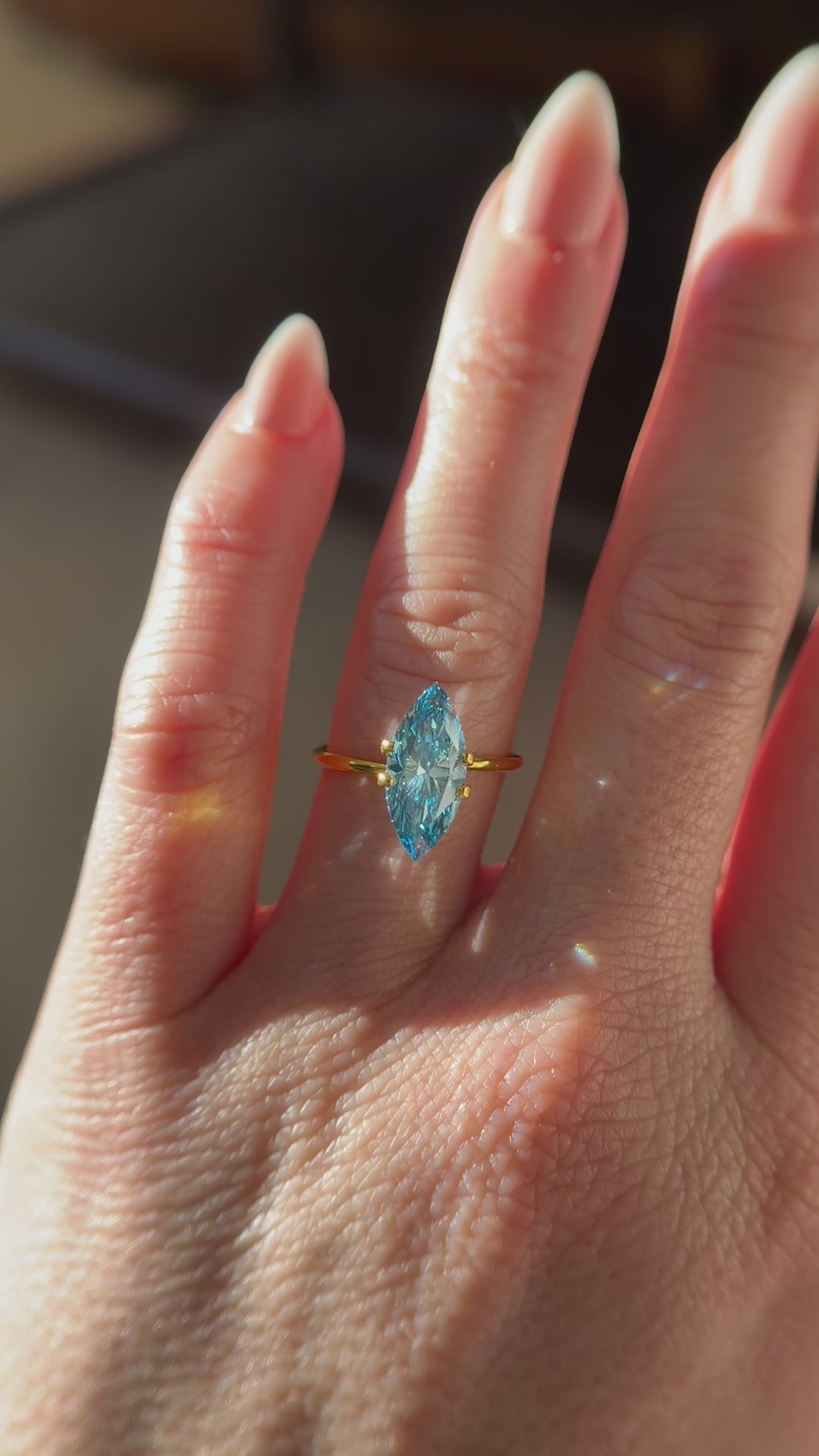 3.05 CT Lab Created Marquise Cut Blue Diamond