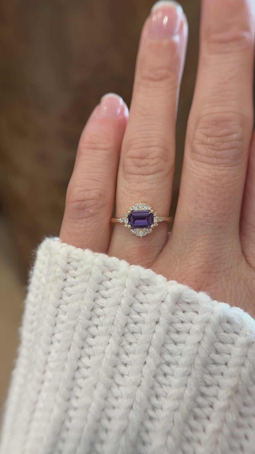 The Comtesse Ring | 1.15 CT Emerald Cut Royal Purple Sapphire