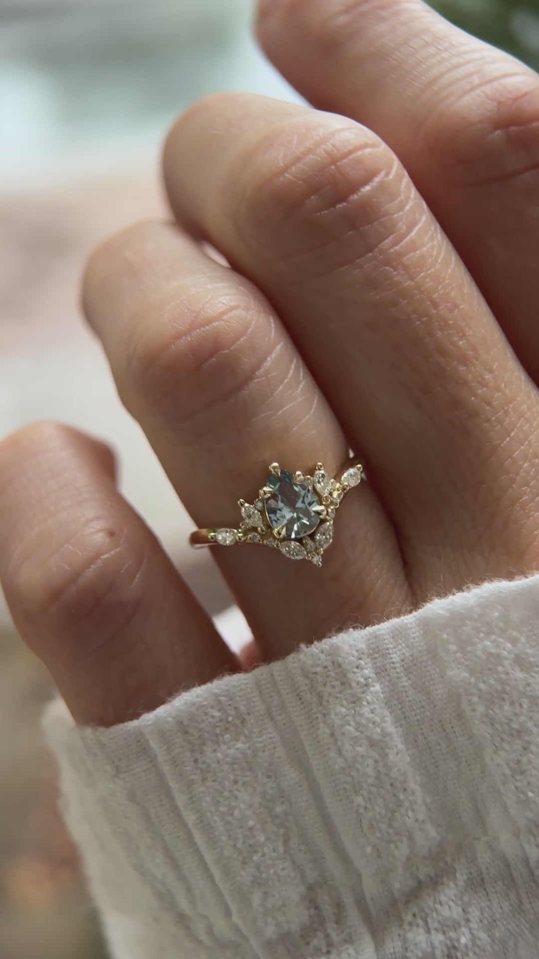 The Aurora Ring - 0.66 CT Pear Light Blue Sapphire